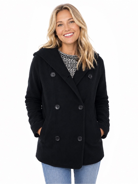 James Perse Jackets & Blazers - Standard James Perse Black Double Breasted Hoodie Peacoat Medium